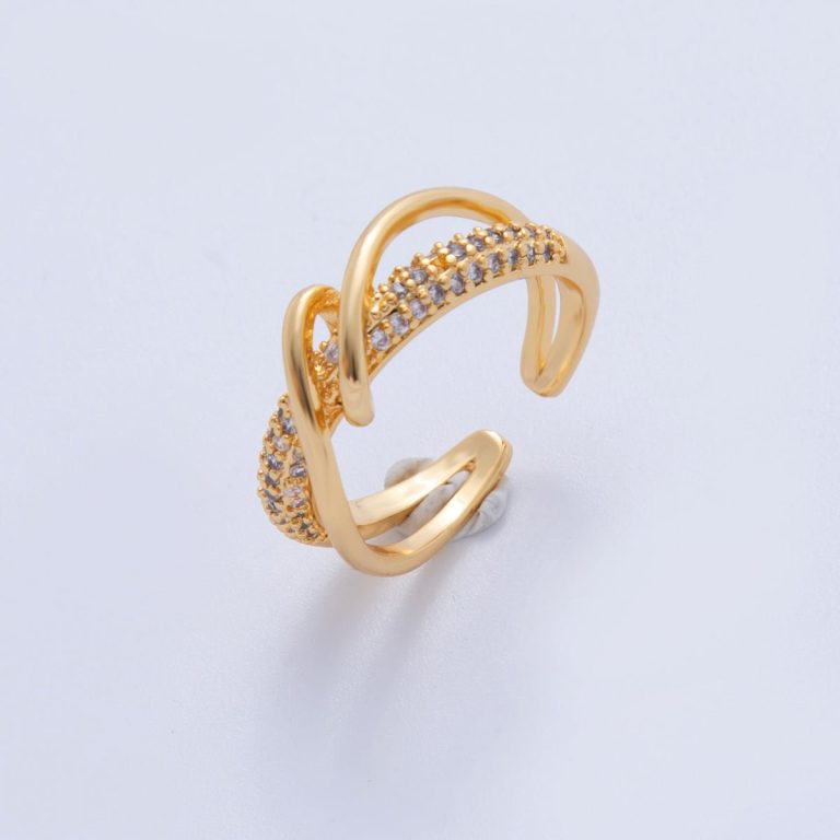 k gold filled micro paved cz coil double band ring o