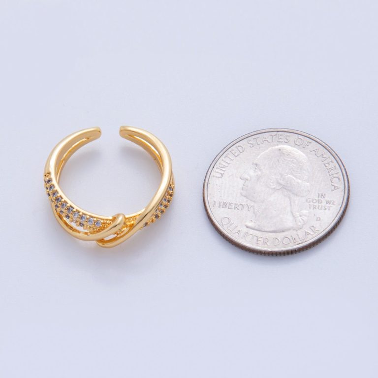 k gold filled micro paved cz coil double band ring o